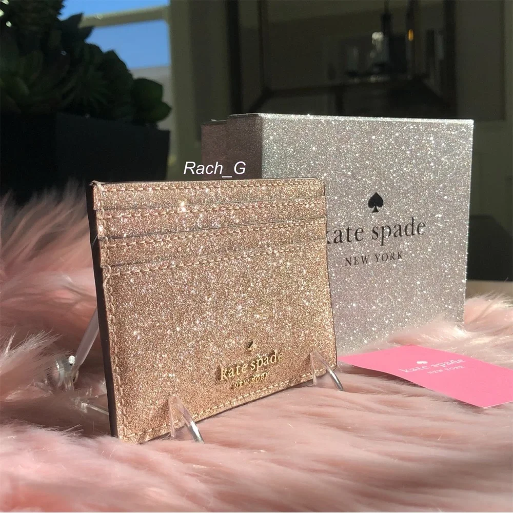 Kate Spade Tinsel Glitter Boxed Small Card Holder - Picture 2 of 7